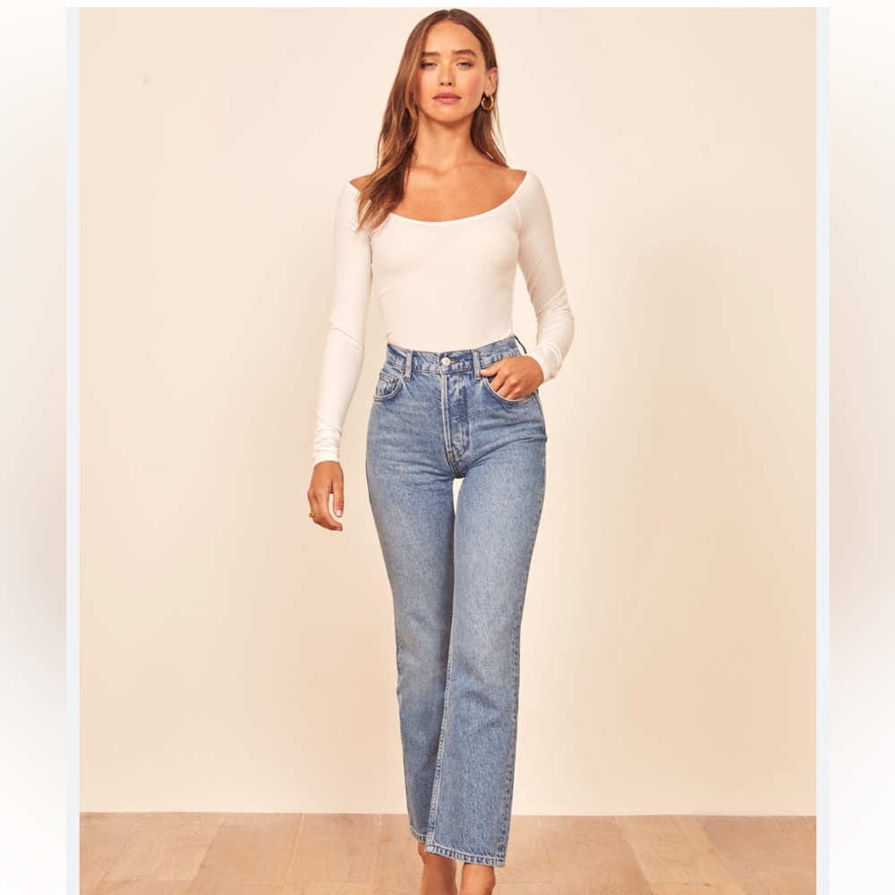 Reformation Cynthia High Rise Straight Jeans in Colorado acid wash size 28